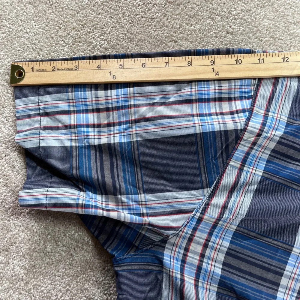 The North Face Button Up Shirt Mens XXL Blue Plaid‎ Short Sleeve Hiking Outdoor